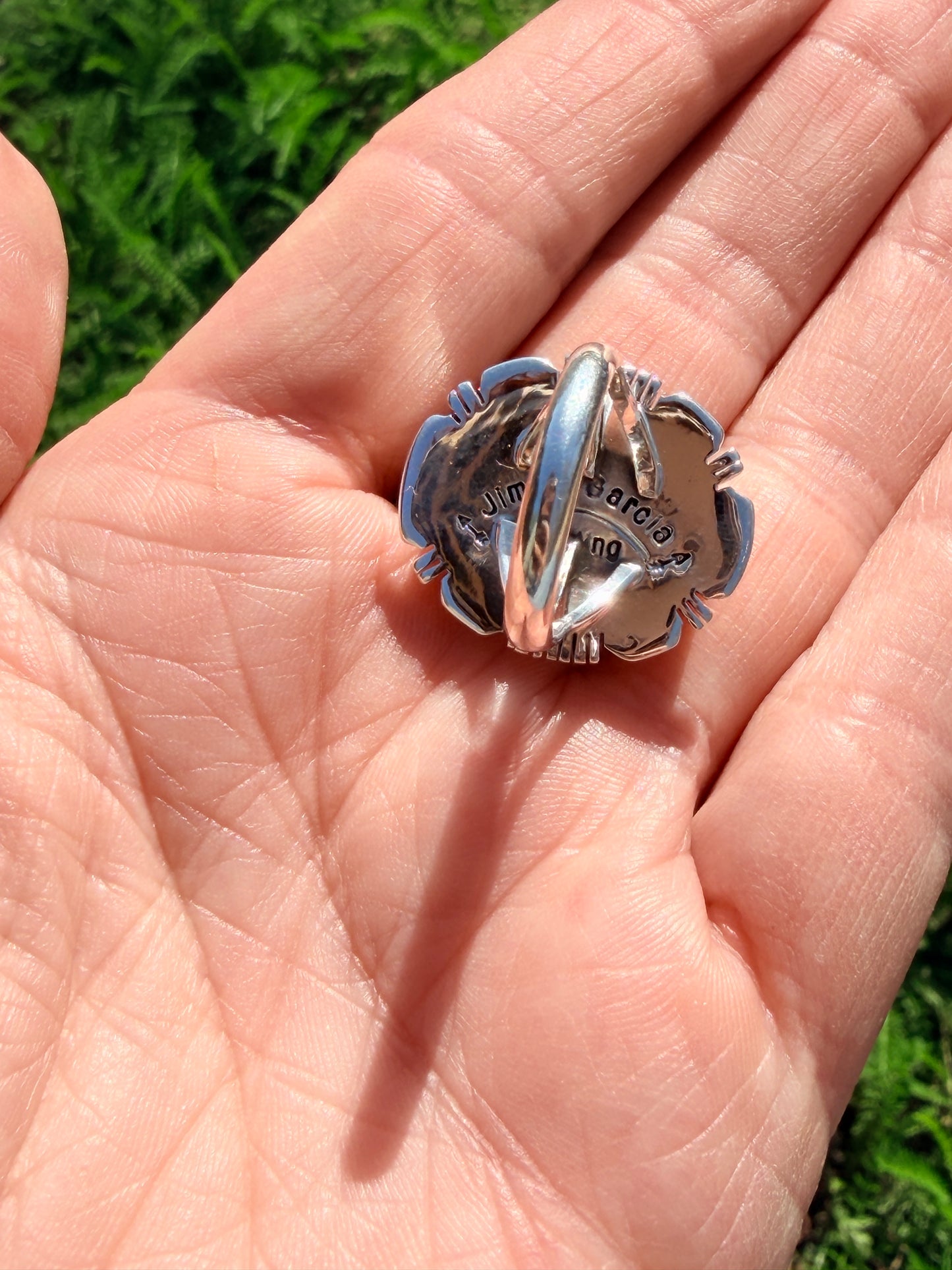 Authentic Native America Navajo Sterling Silver Turquoise Ring By Jimmy Garcia size 6.5