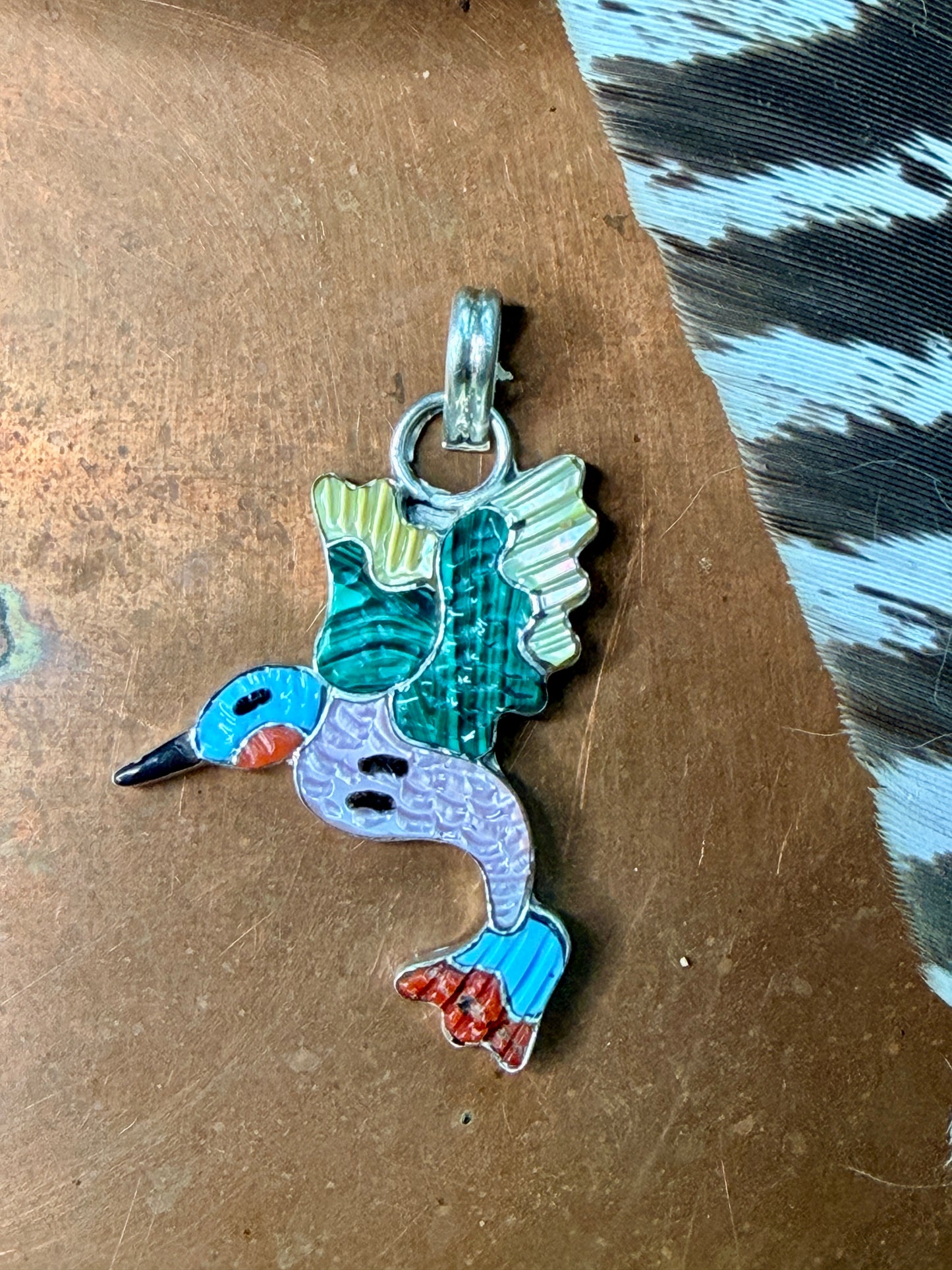 Native Made Zuni Hummingbird Pendant By Tamara Pinto