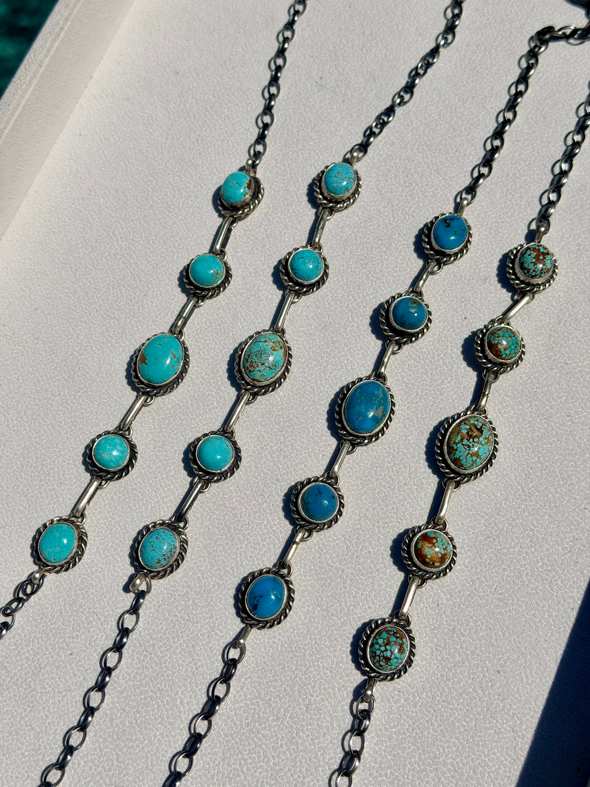 Native Made Augustine Largo 5 Stone Turquoise Choker (choose between Mine #8 and Kingman)