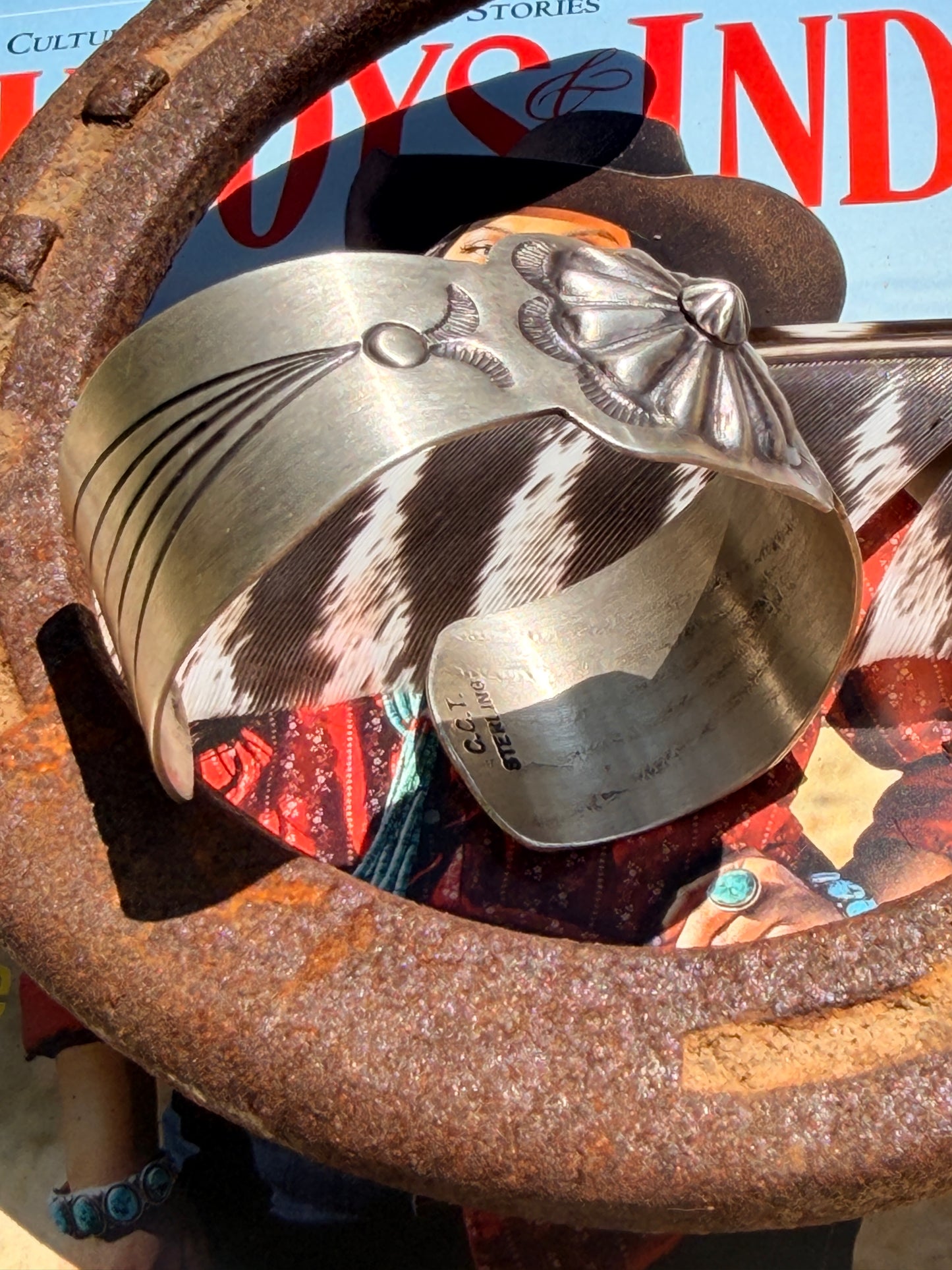 Native Made Repoussé Concho and Old Stamped Design