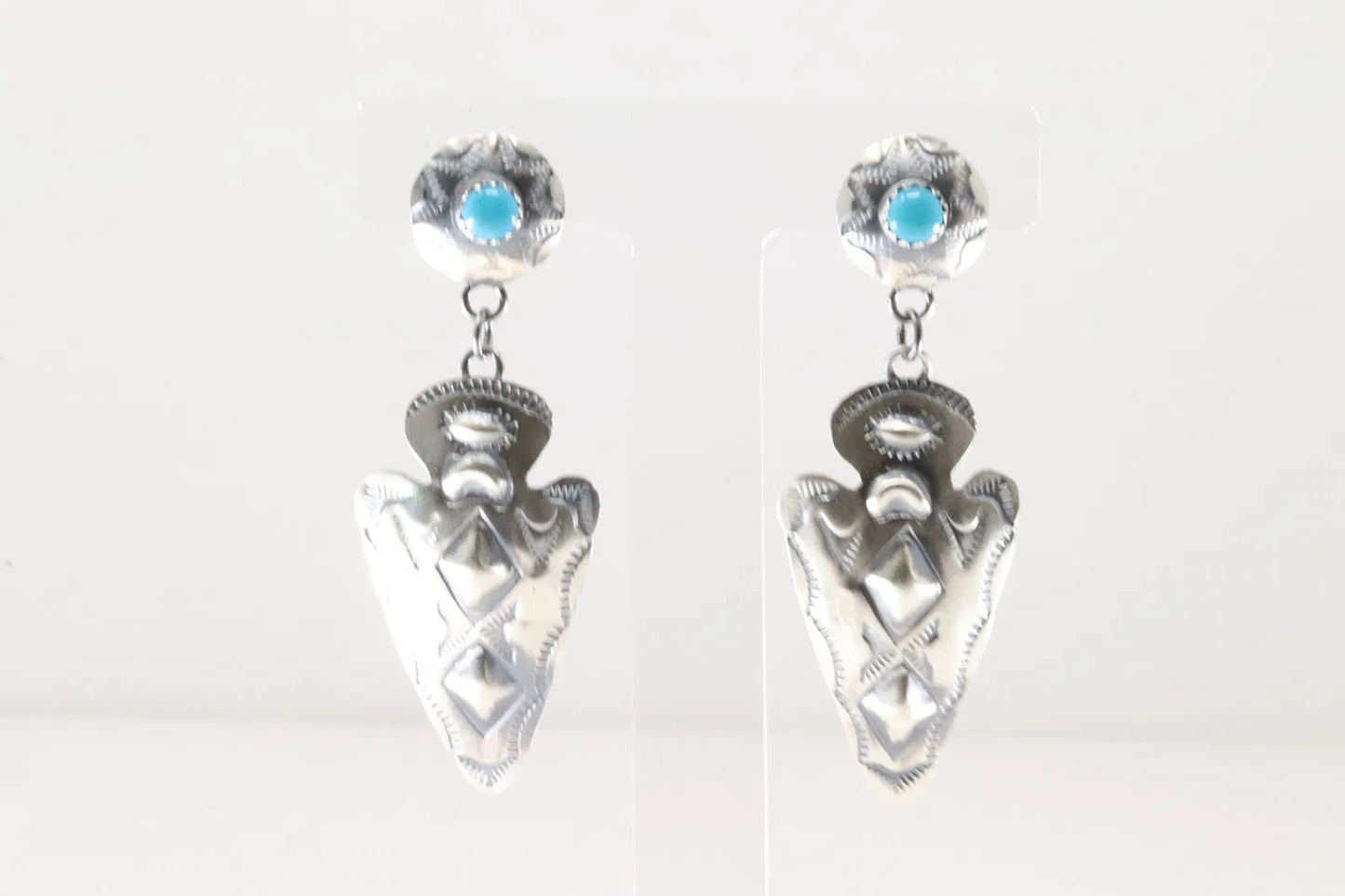 Tim Yazzie Arrowhead and Turquoise Earrings