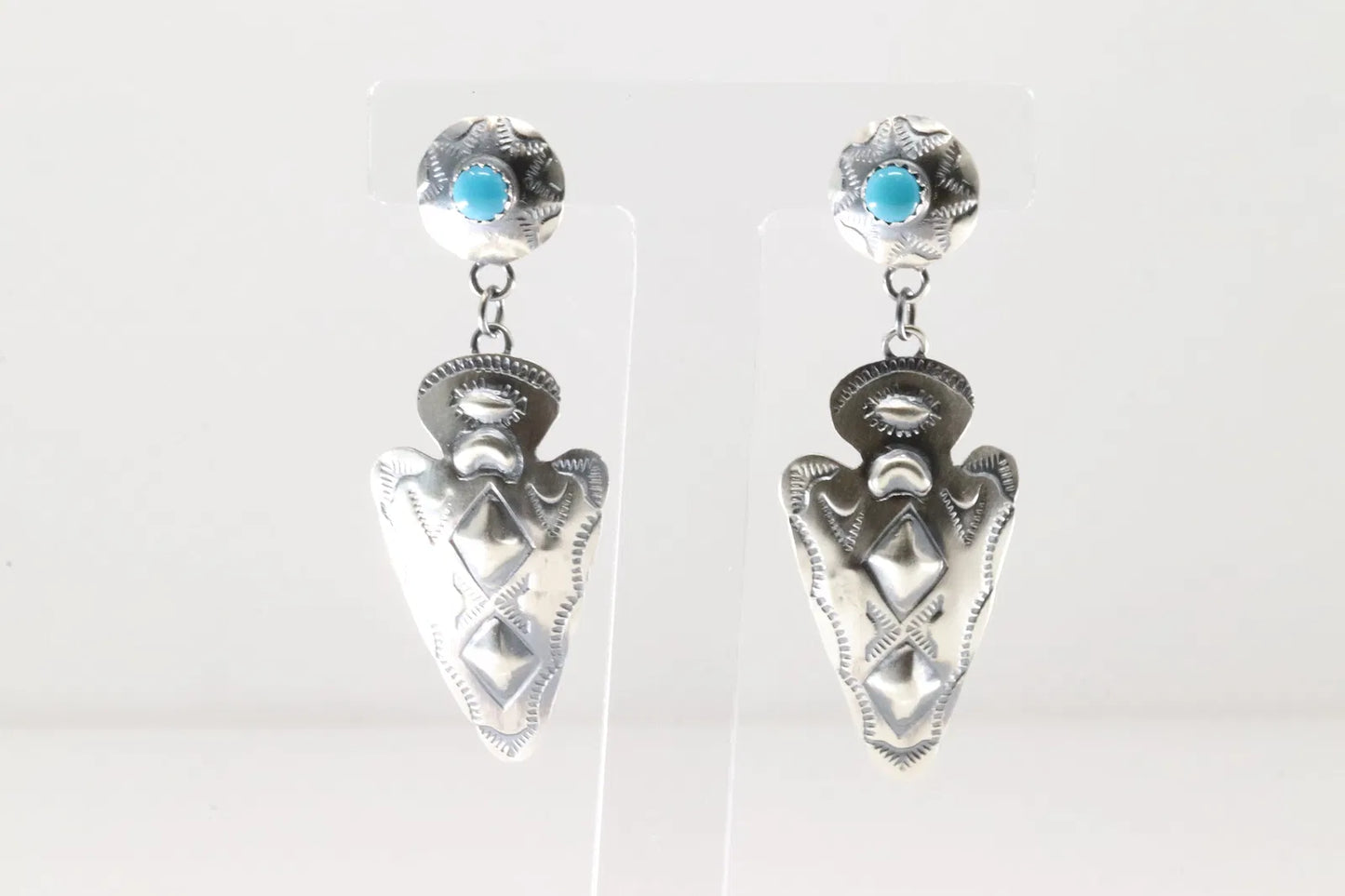 Tim Yazzie Arrowhead and Turquoise Earrings