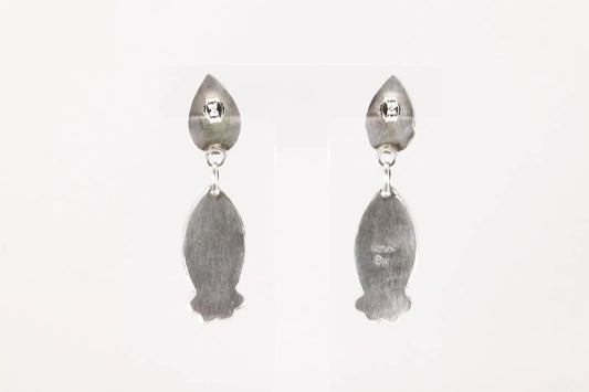 Gorgeous 2 Stone Turquoise and Spiny Oyster Earrings