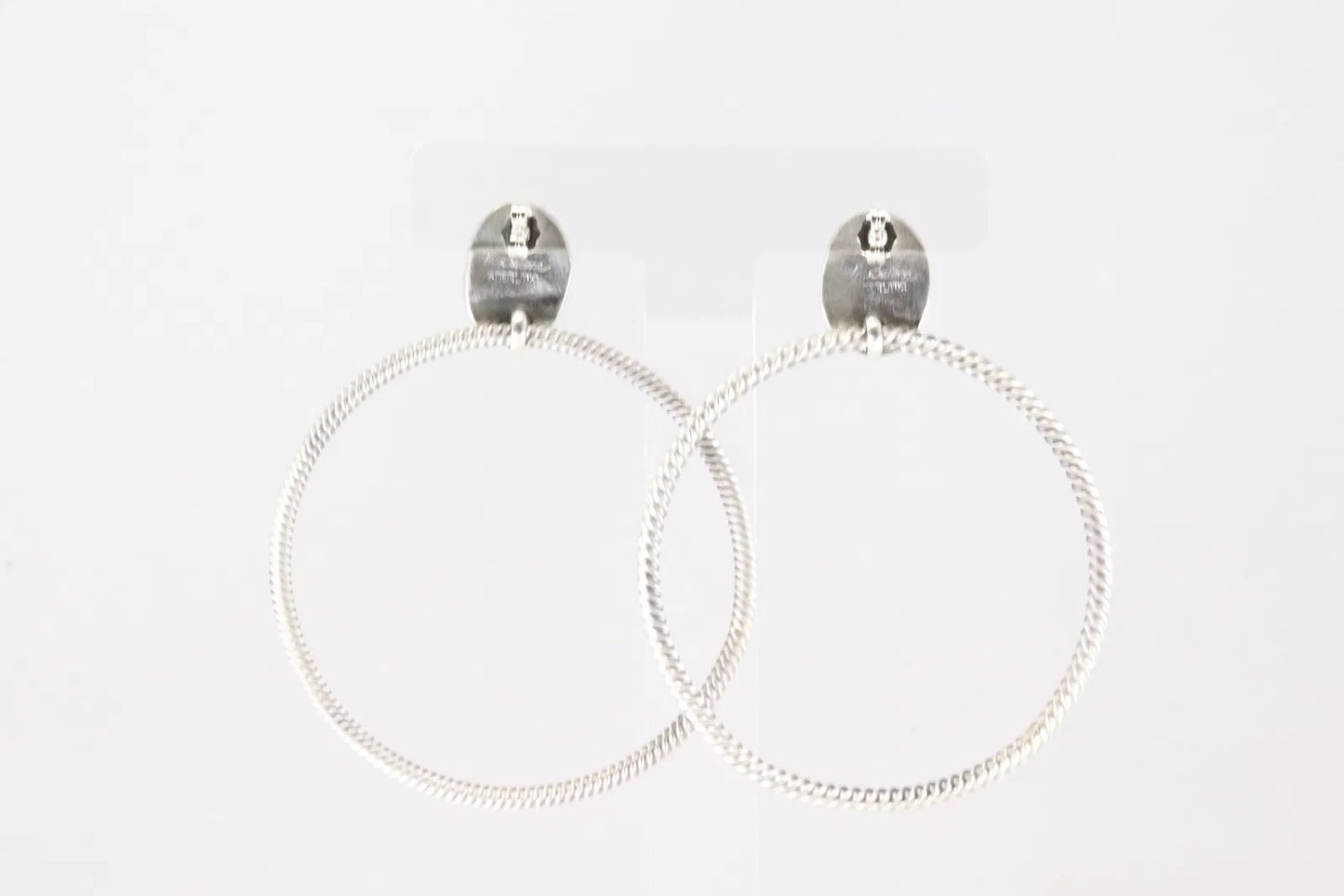 Twisted Rope Hoop Earrings with Turquoise Stone by Navajo Artist Verley Betone