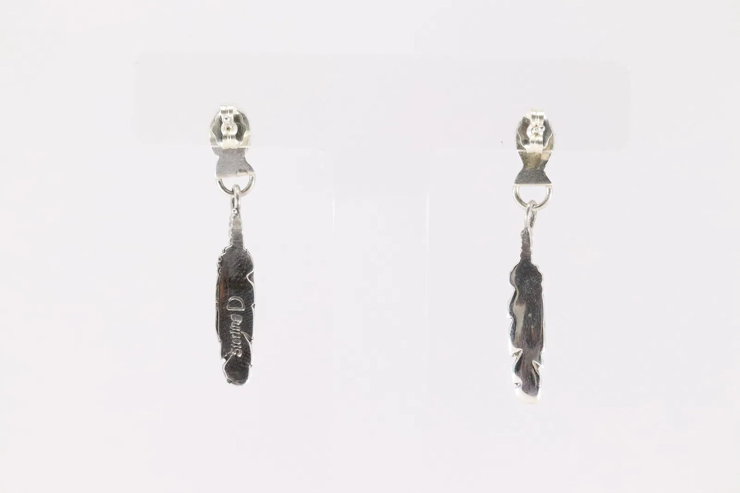 Sterling Silver and Onyx Feather Earring by Navajo Artist Largo