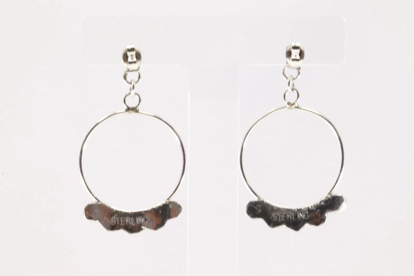 Lightweight Navajo Artist Chee Turquoise and Sterling Hoop Earrings