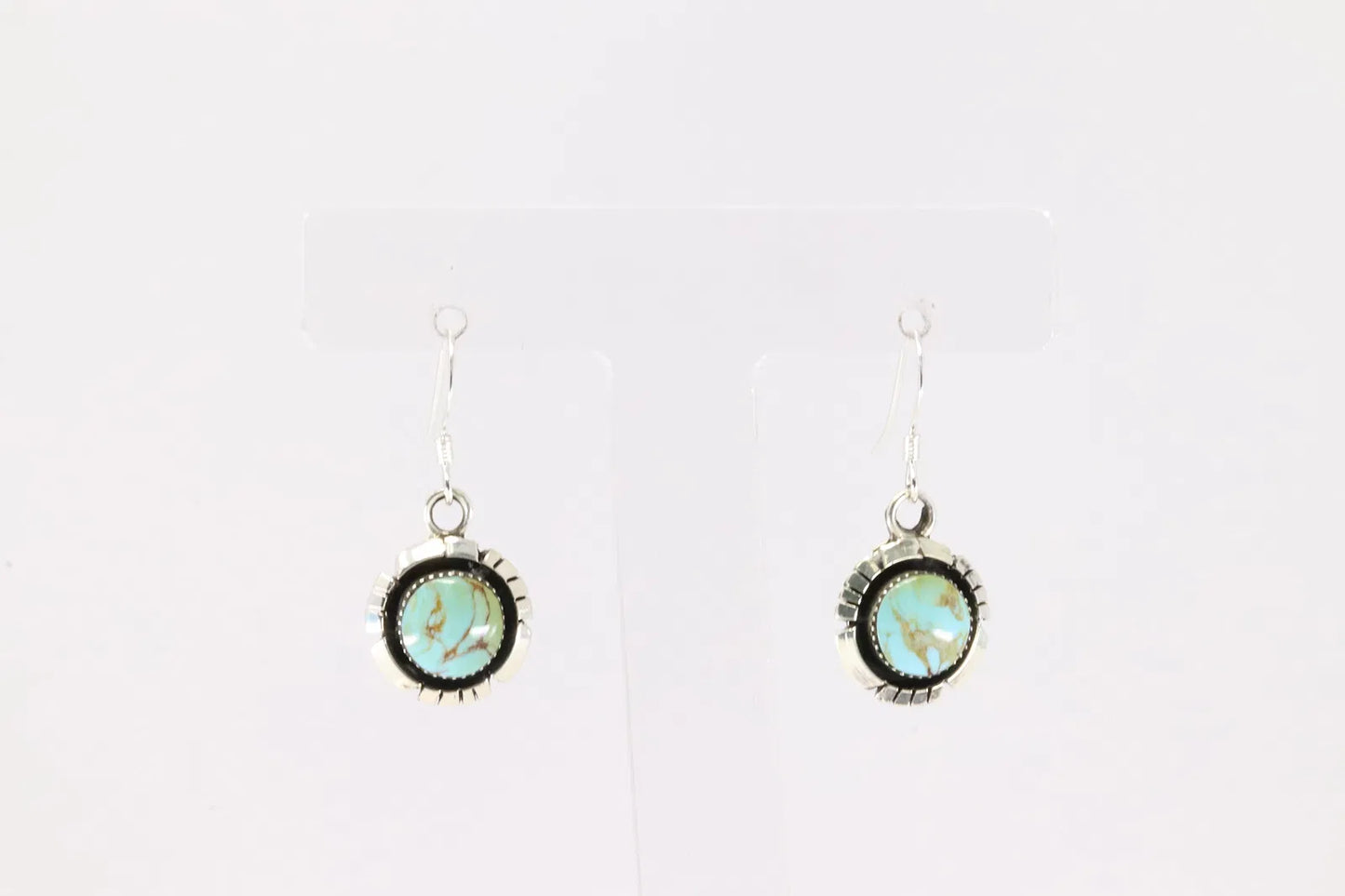 Native American Navajo Silver Turquoise Dangle Earrings by Amos Begay