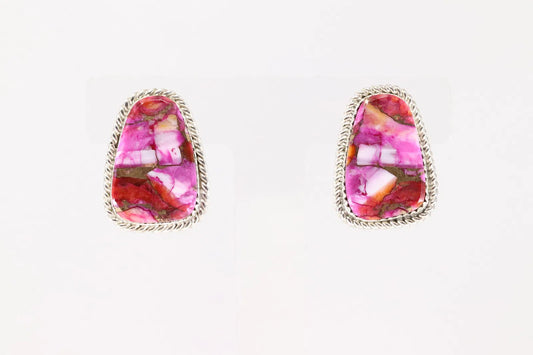 Rose Dahlia Post Earrings by Navajo Artist Gabby Jim