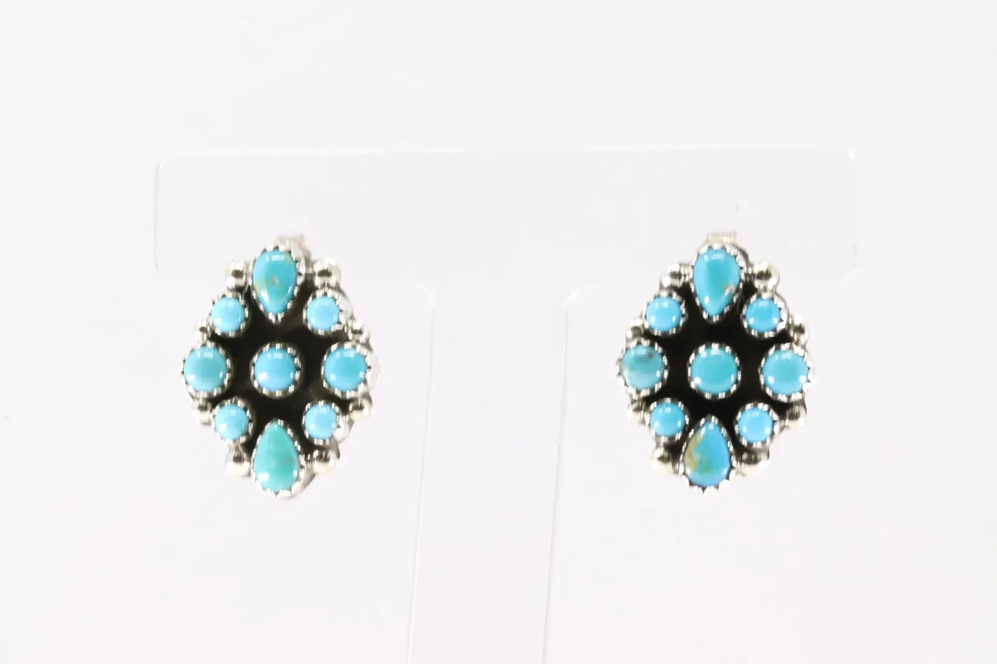 Turquoise Flower Cluster Earrings by Navajo artist Tillie John