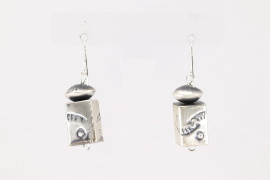 Handmade and stamped Native made barrel and saucer bead earrings