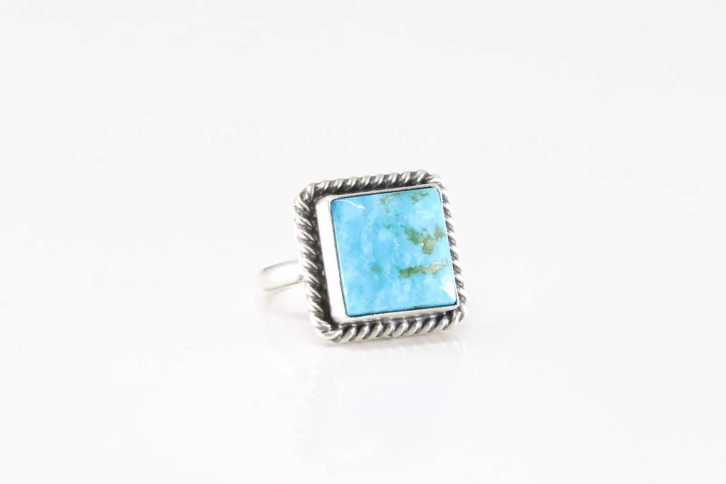 Johnny Dixon square adjustable turquoise ring