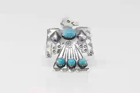 Turquoise Thunderbird Adjustable Ring by Gabriella Yazzie
