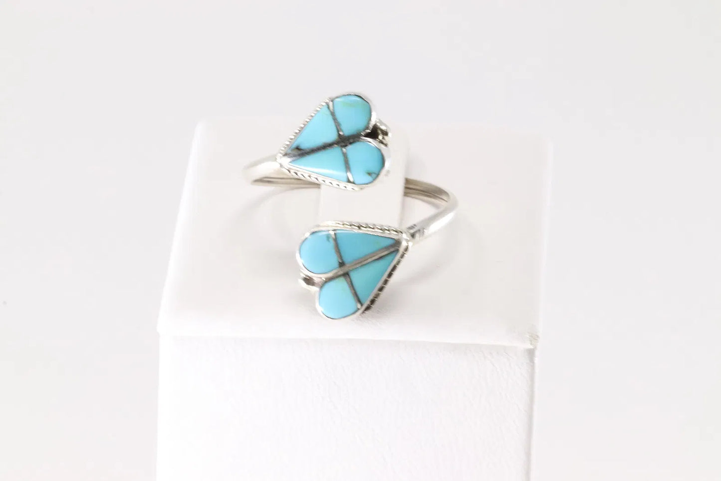 Zuni Sterling Turquoise Heart Adjustable Ring