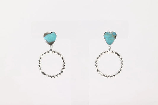 Native Made Heart And Hoop Post Earrings by Annette Martinez