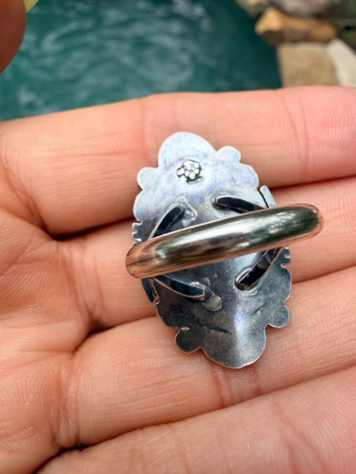 Native American Sterling Silver Turquoise Ring By Daniel Benally. From R.B Company. Size 7