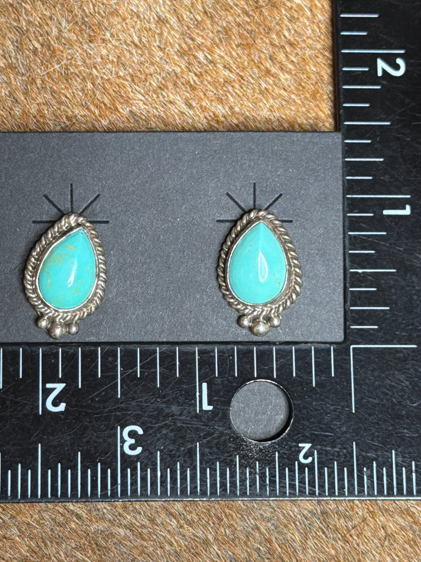Native Made Sterling Silver Kingman Turquoise Post Earring's By Tricia Leekity.