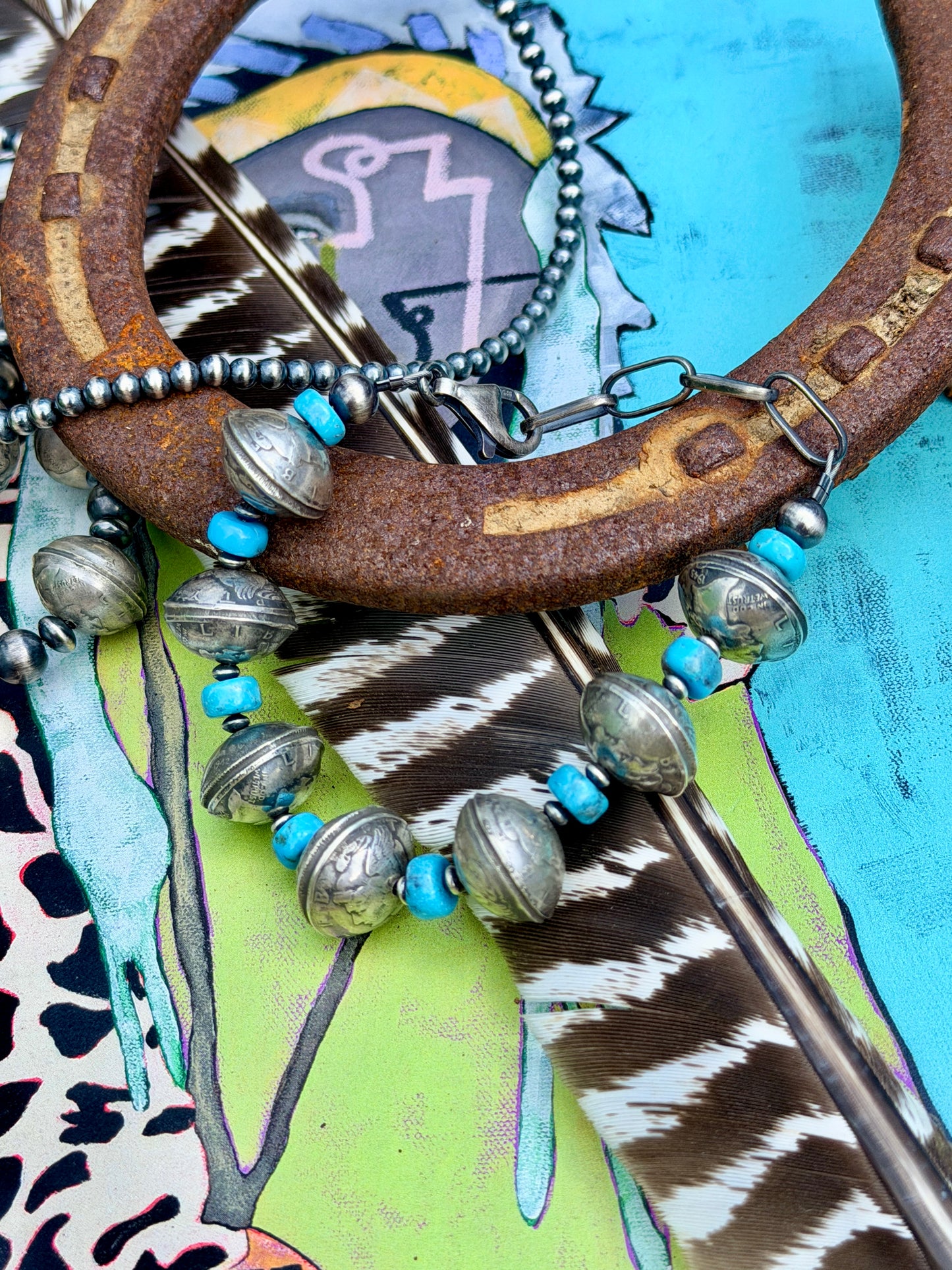 Mercury Dime Coin Bracelet with Turquoise Stones