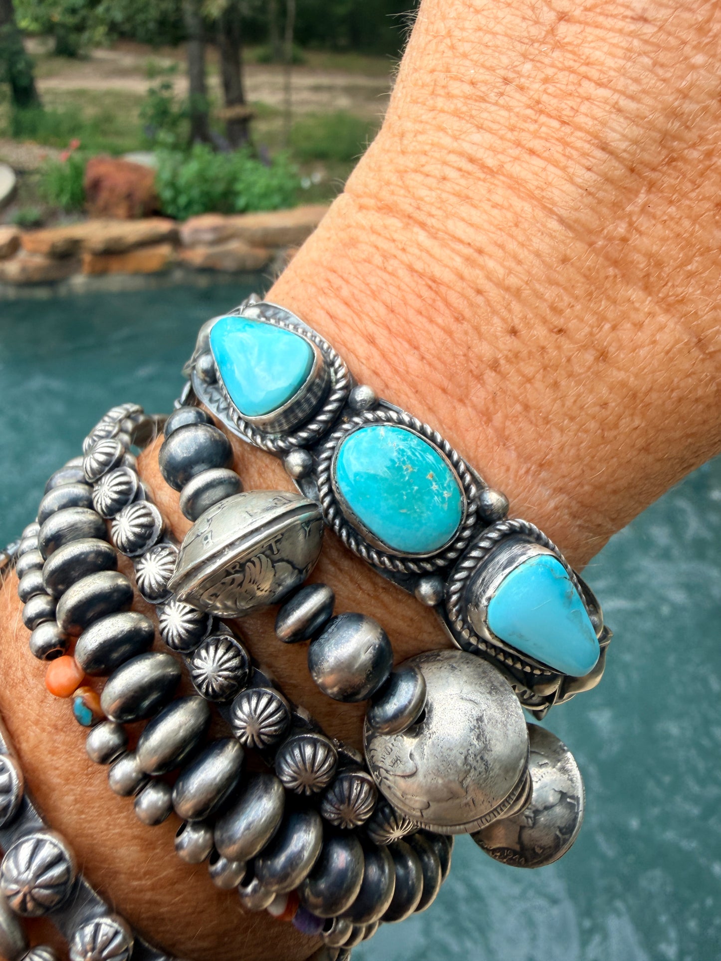 Authentic Native American Blue Ridge Turquoise Cuff by Tillie Jon