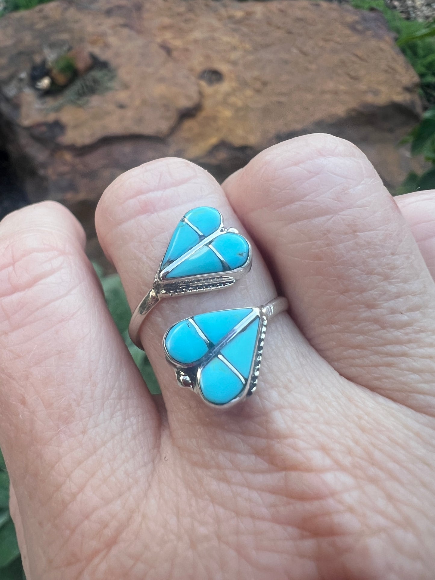 Zuni Sterling Turquoise Heart Adjustable Ring