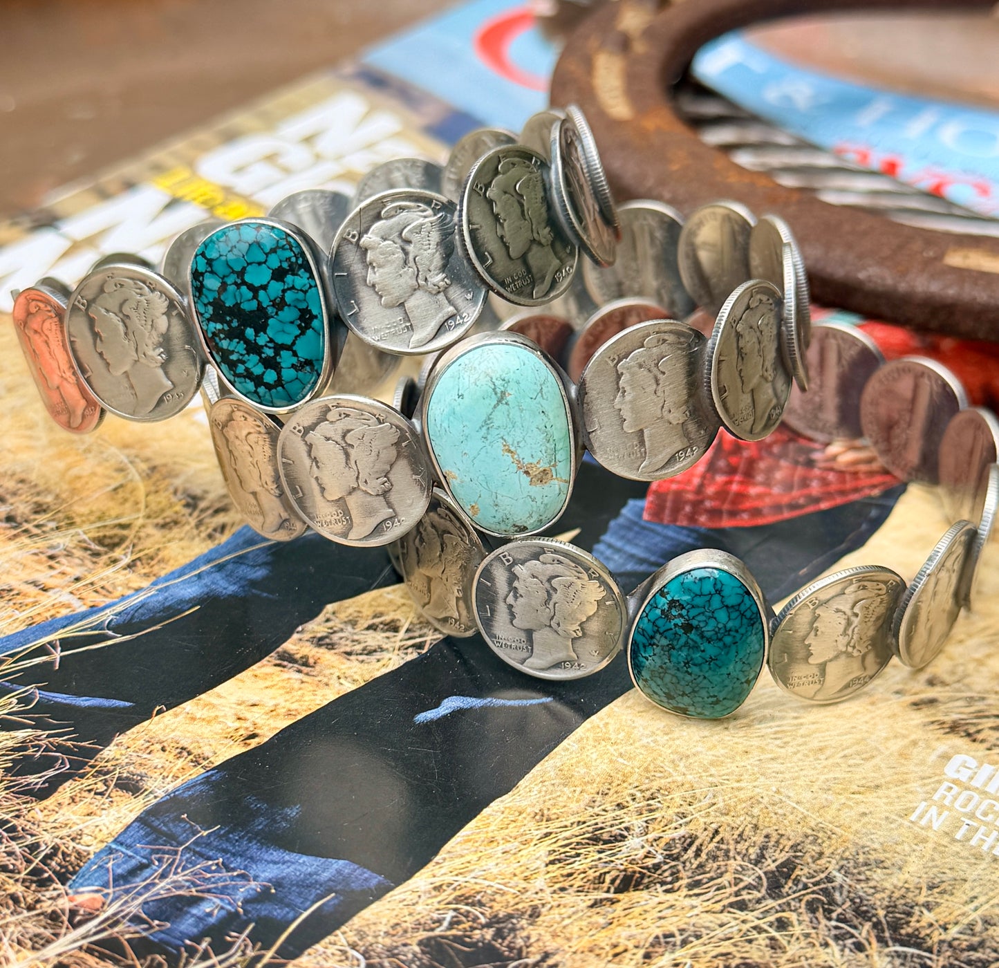 James McCabe Mercury Dime and Turquoise Bangle