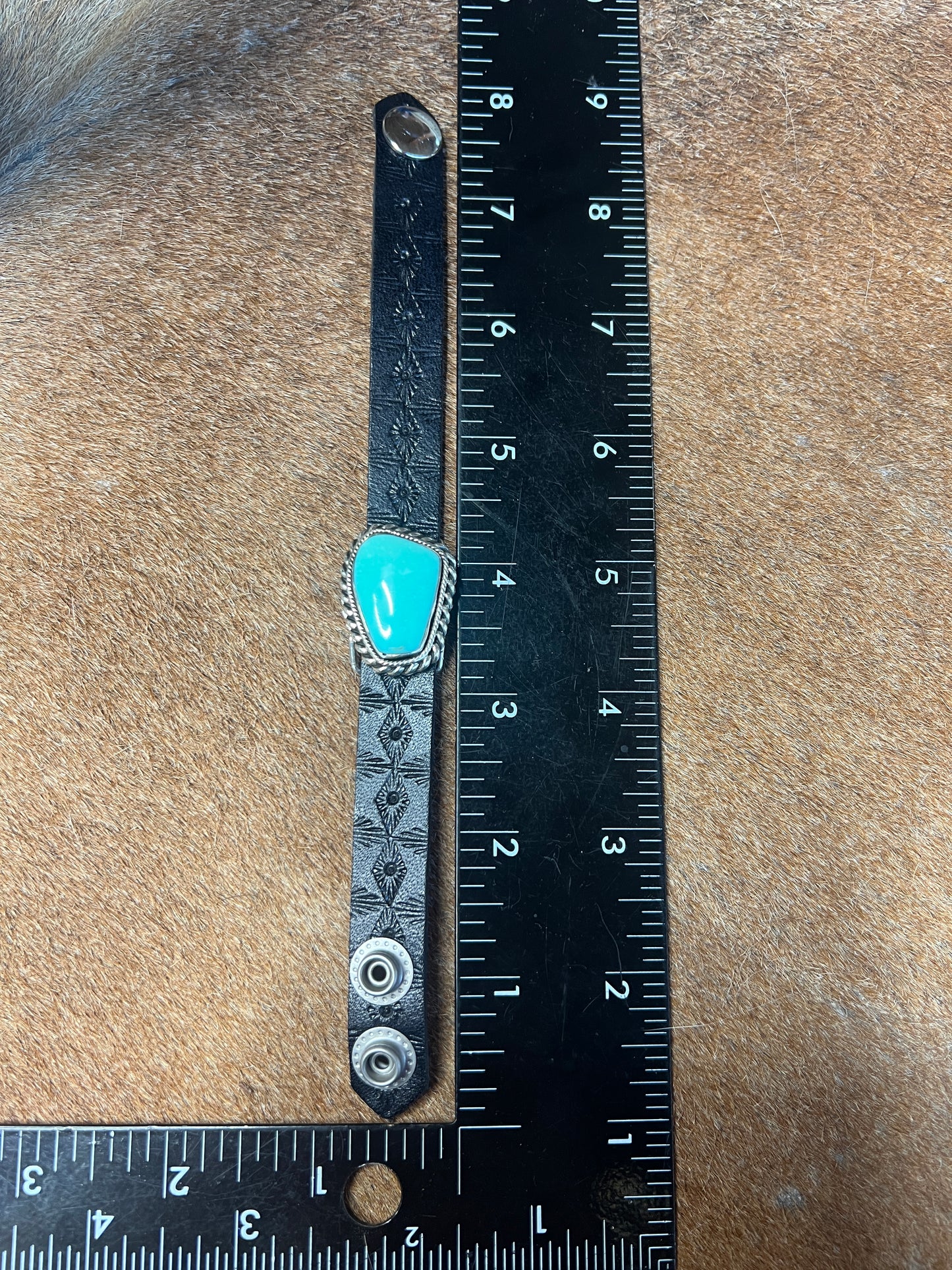 Turquoise and Leather Bracelet