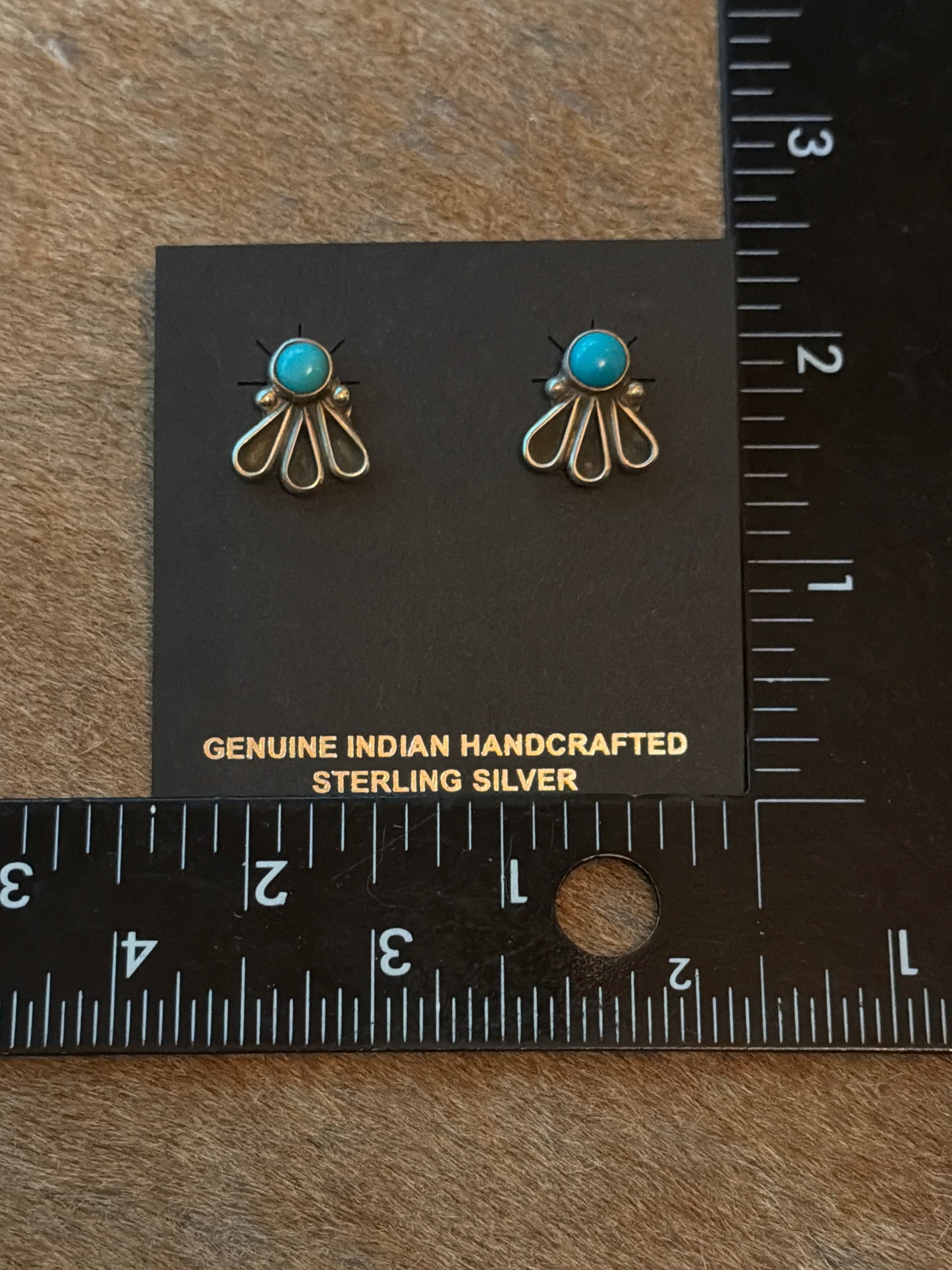 Native Made Turquoise Flower Studs by Geraldine James