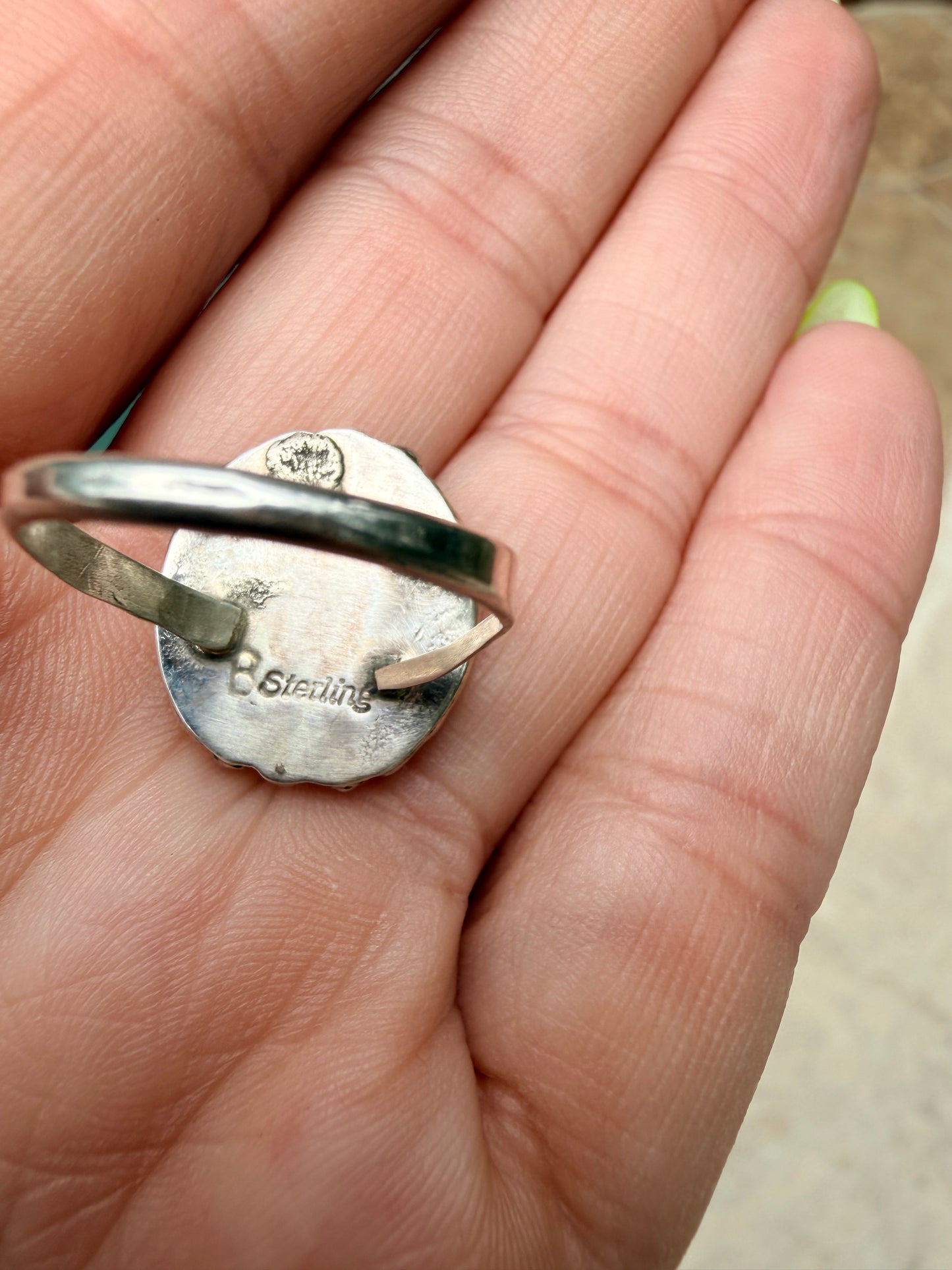 Sterling Silver and Turquoise Ring stamped B, size 7