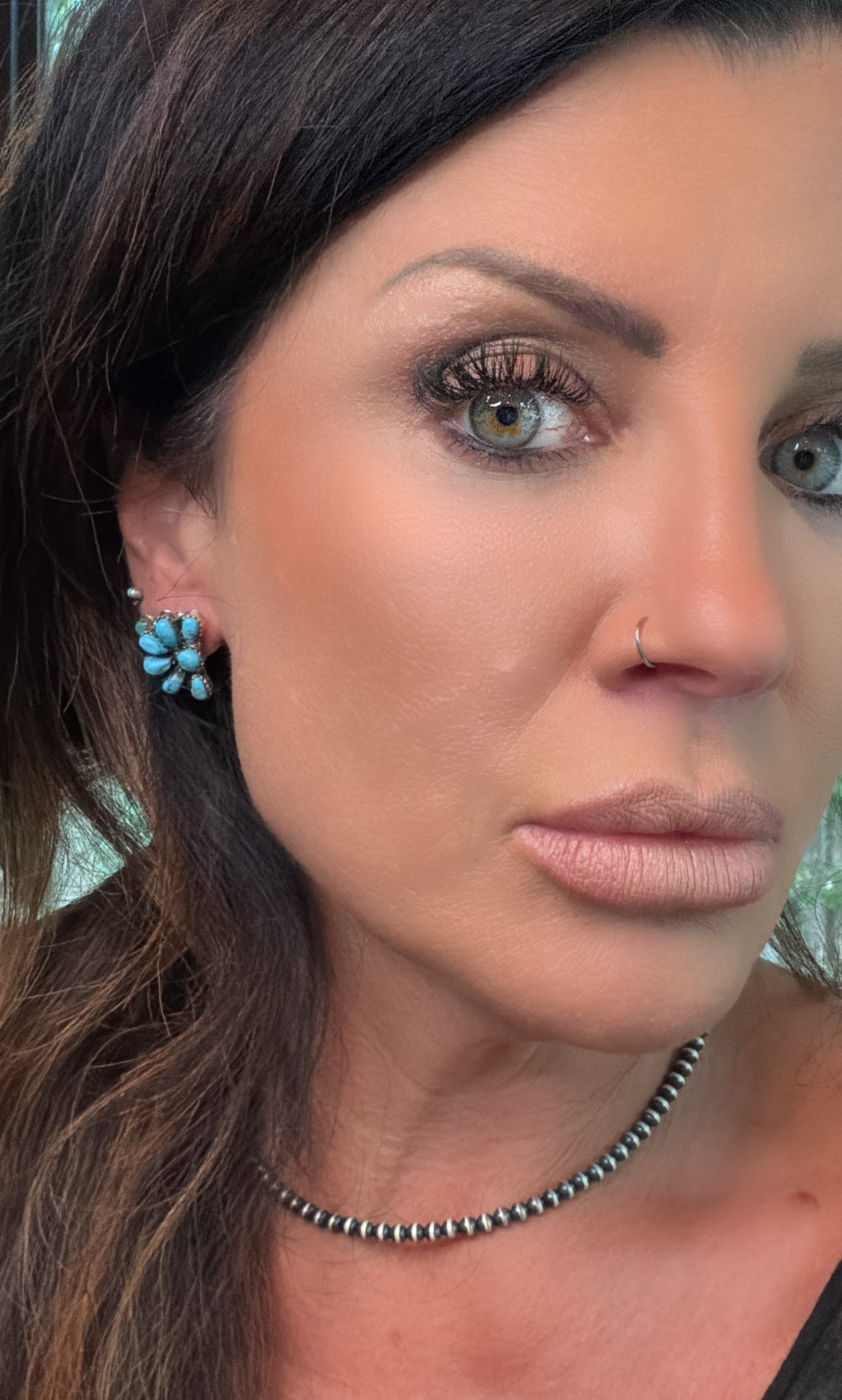Native Made Turquoise Cluster Post Earrings by Julianna Williams