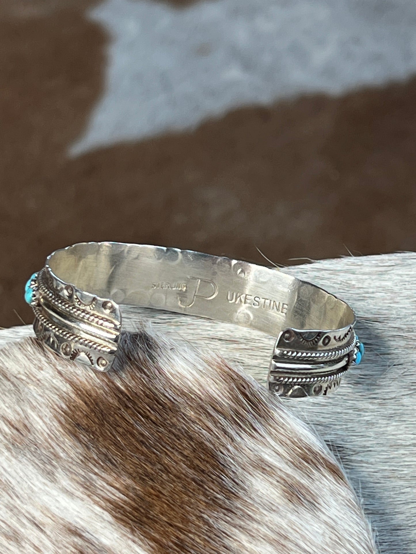 Native Made Turquoise & Sterling Silver Cuff Bracelet by JP Ukestine