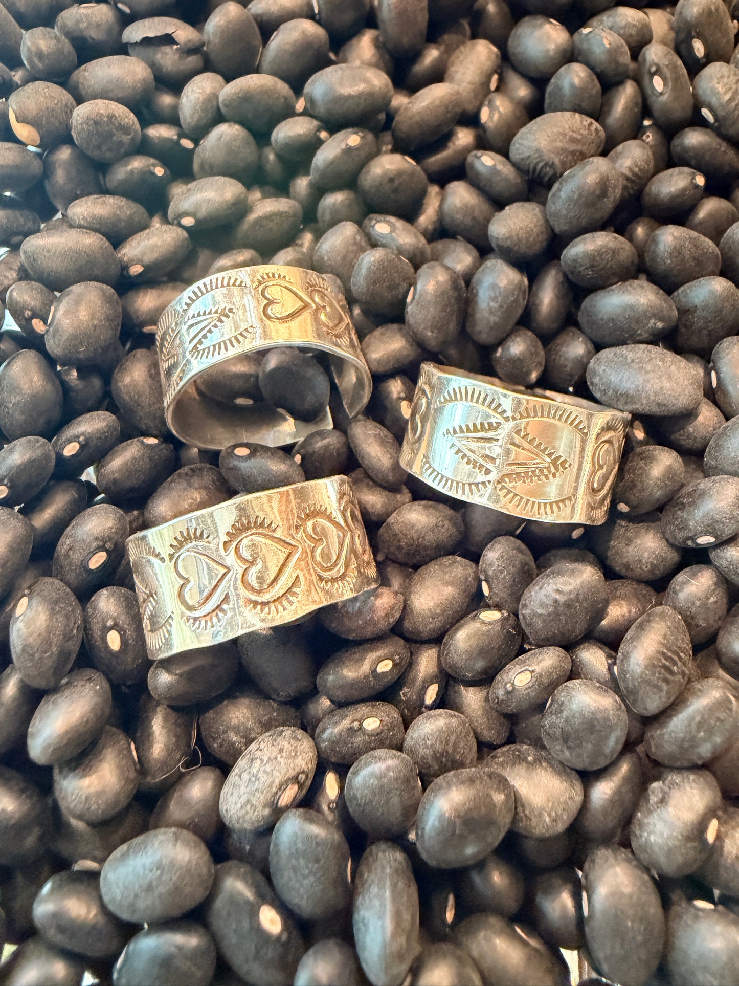 Navajo Made Frederick Platero All Silver Heart Band Adjustable