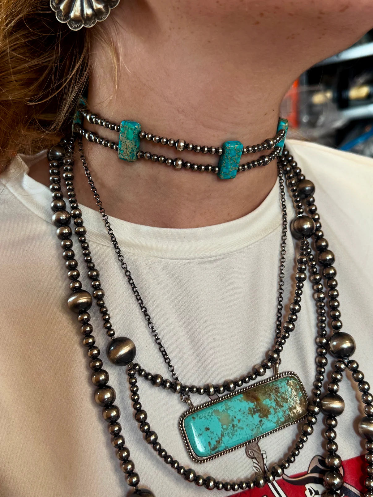 Pink/Turquoise Double Strand Choker