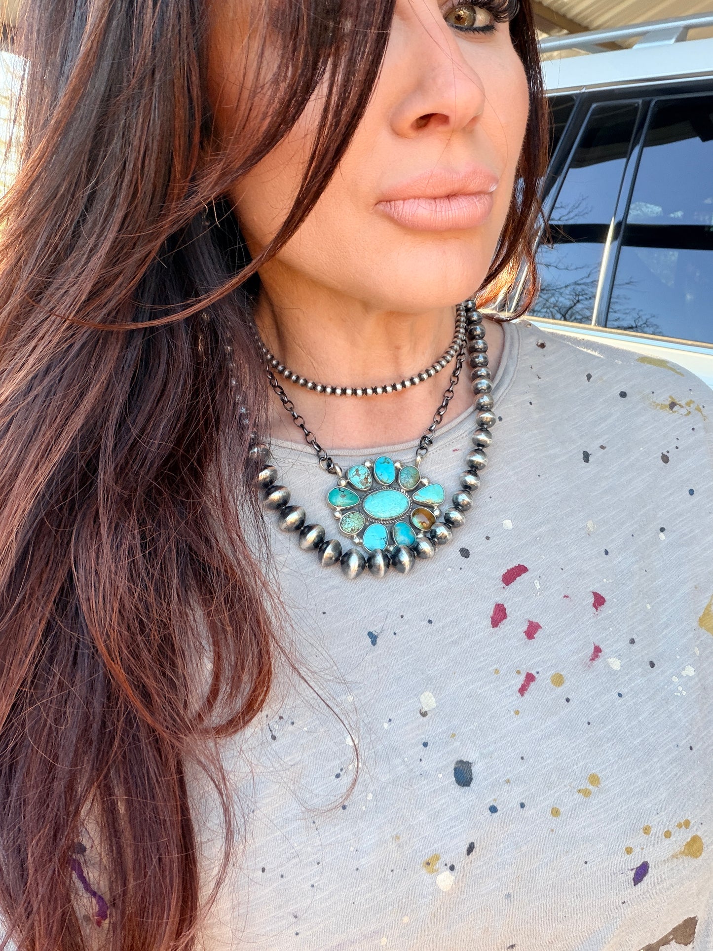 Authentic Large Cluster Necklace by Navajo Artist Geraldine James