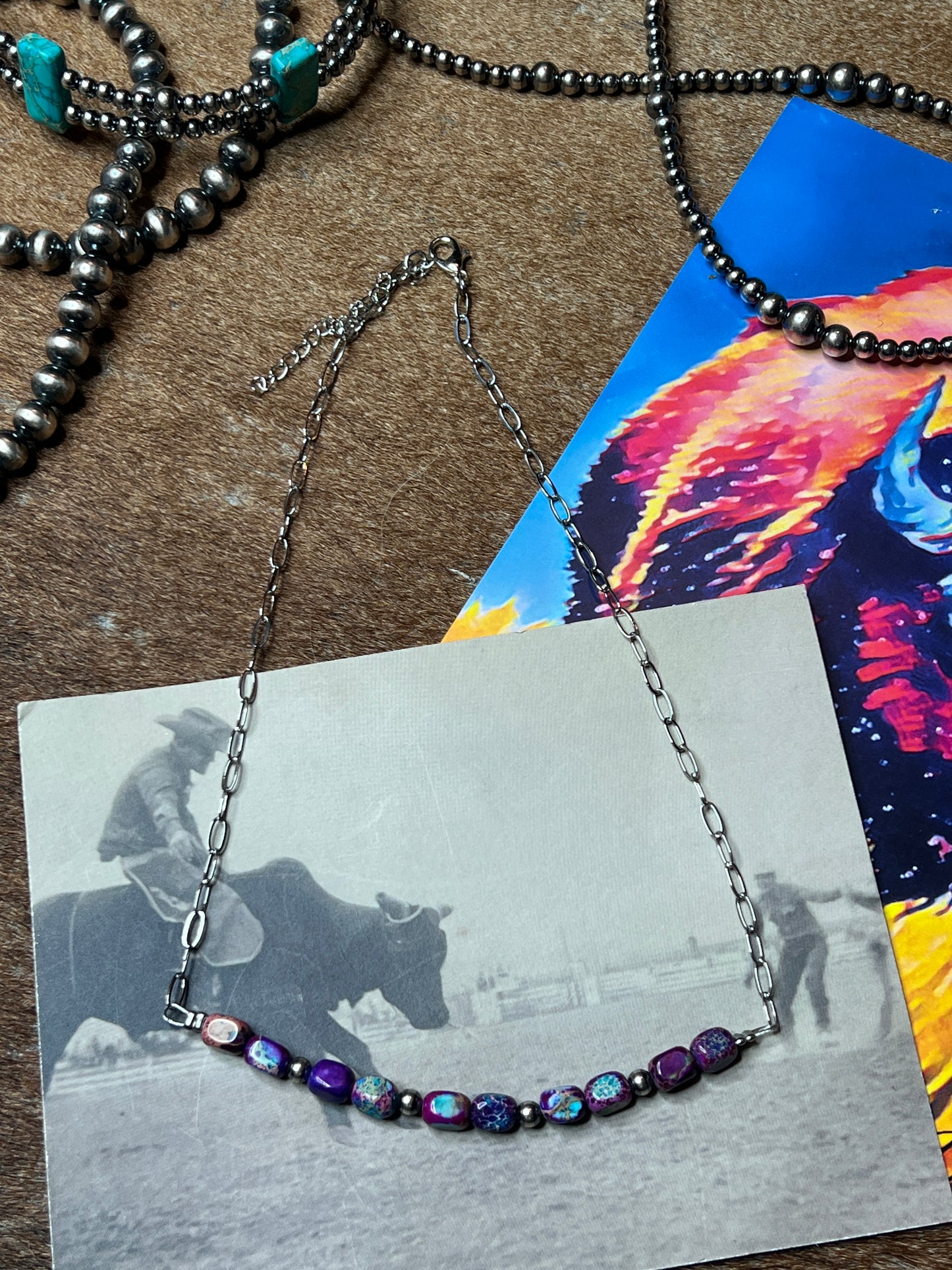 16 inch chain choker and Verascite sea sediment and sterling silver