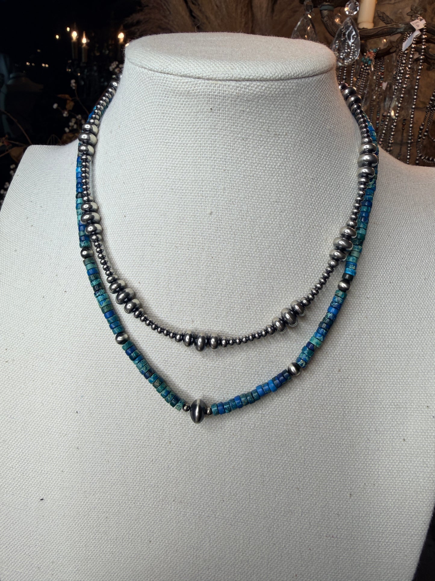 Navajo Handmade AzuriteStone Necklace 16”