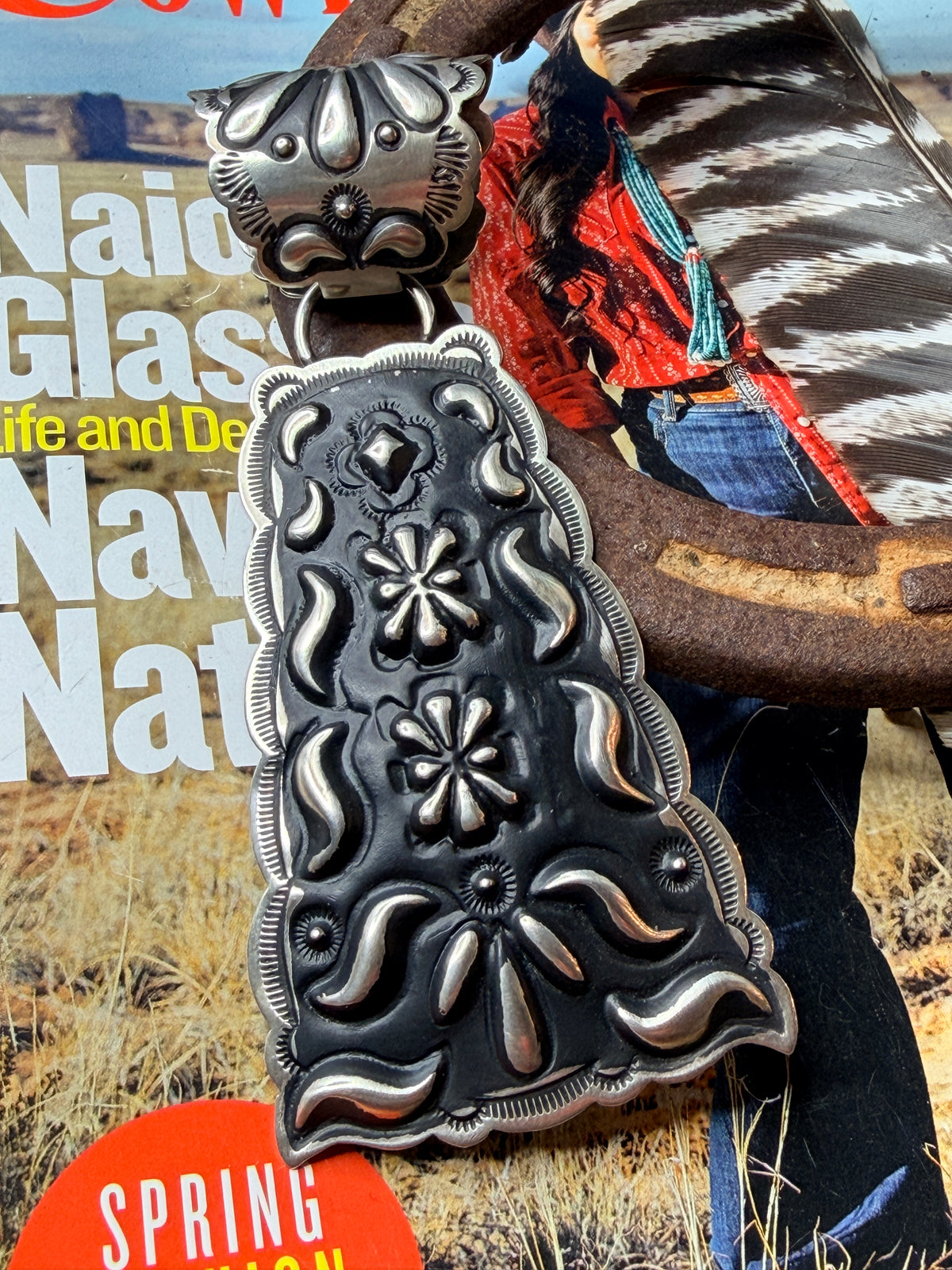 Leander Tahe Stamped Repoussé  Pendant