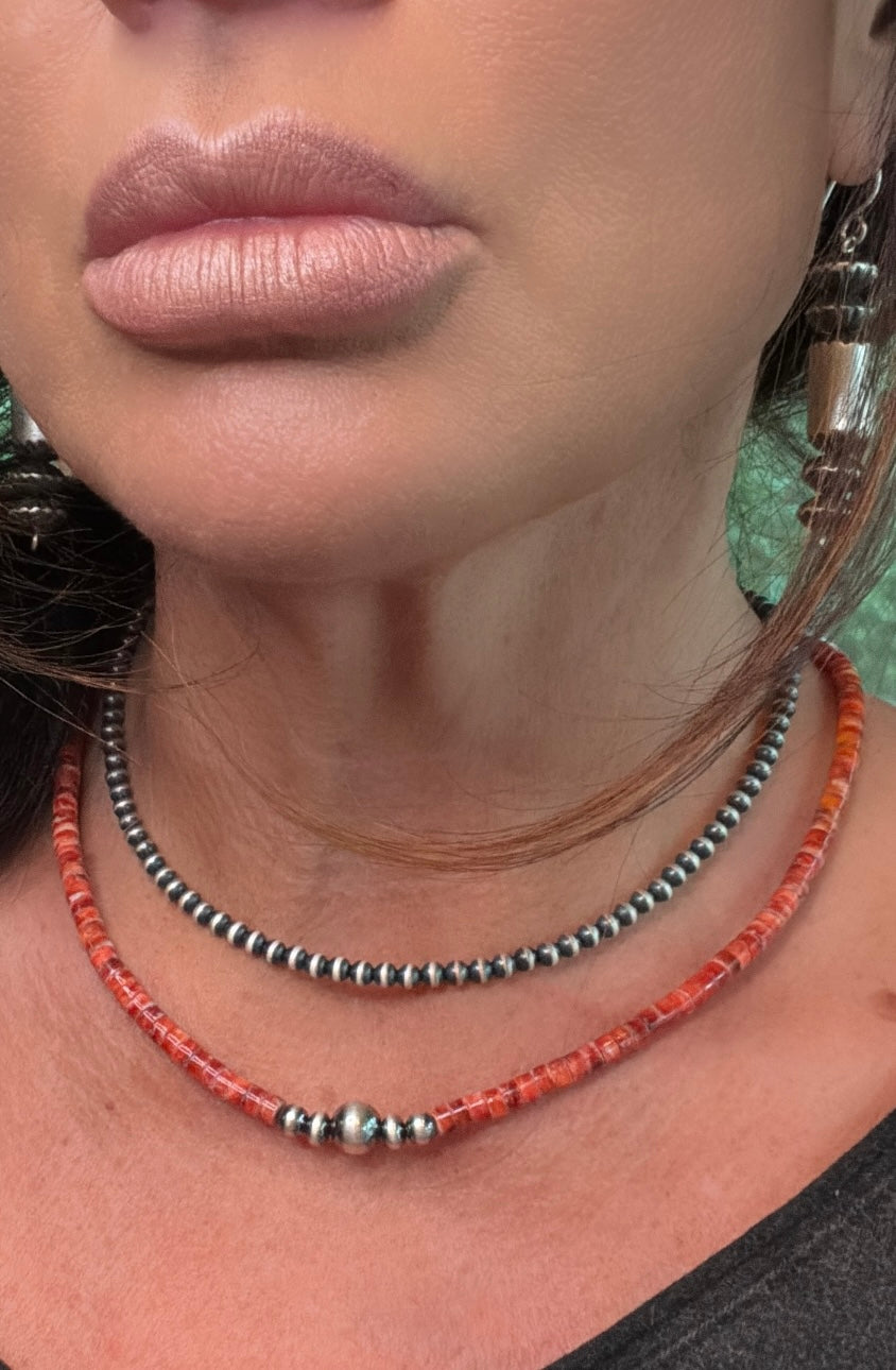 Red Spiny Oyster Desert Pearl Beaded Necklace