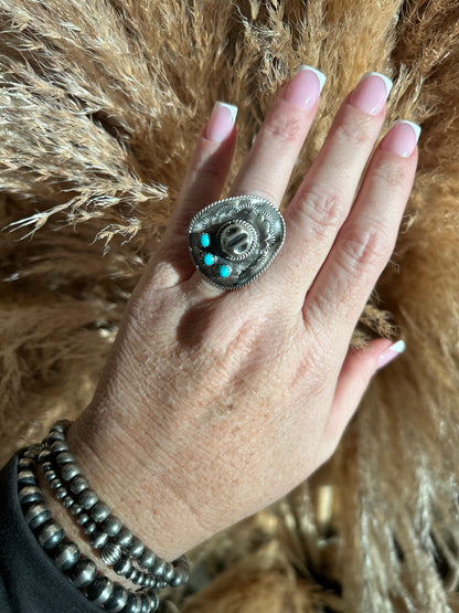 Turquoise Cowboy Hat Ring by Bobby Platero