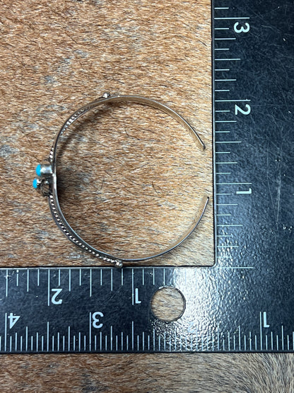 Native Made Sterling Silver Turquoise Cuff for small wrists