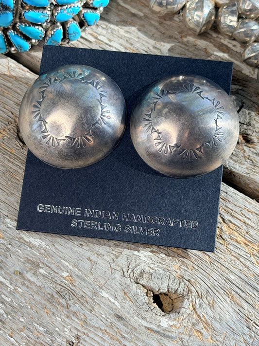 Authentic Large Stamped Domed Earrings