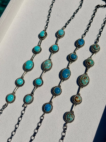 Native Made Augustine Largo 5 Stone Turquoise Choker (choose between Mine #8 and Kingman)