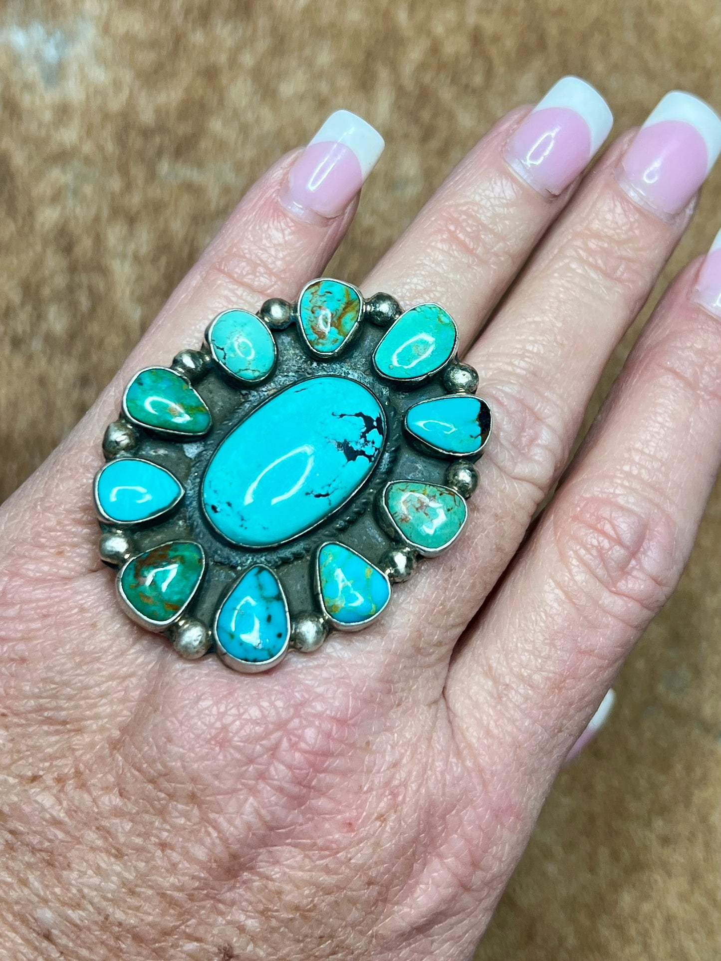 Large Turquoise Cluster Ring By Geraldine James
