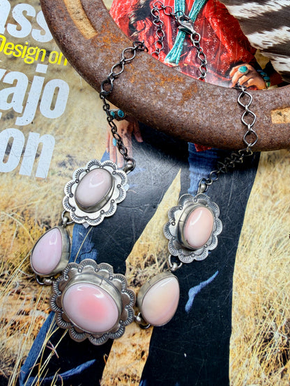 Scott Skeets Navajo Handmade Pink Conch Necklace