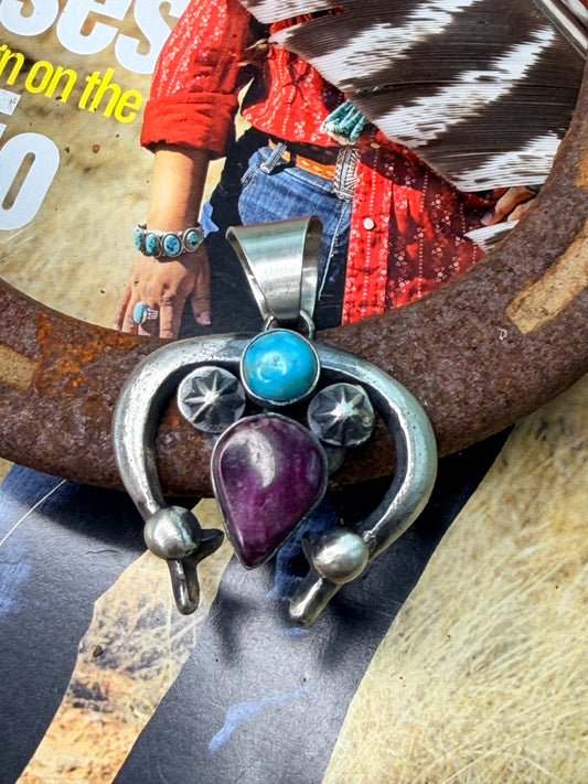 Chimney Butte Purple Spiny, Turquoise and Starburst Naja Pendant
