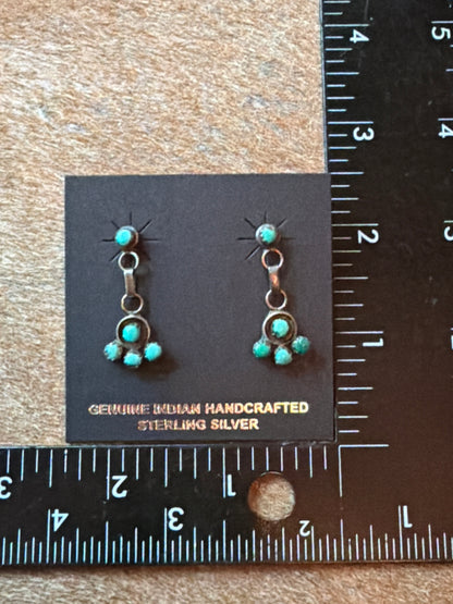 Sterling Silver Zuni Turquoise Post Dangle Earrings