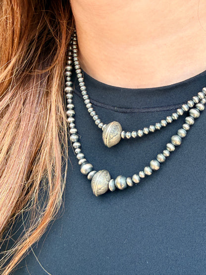 Mercury Dime Coin Necklace with Graduated Round Pearls and Saucers