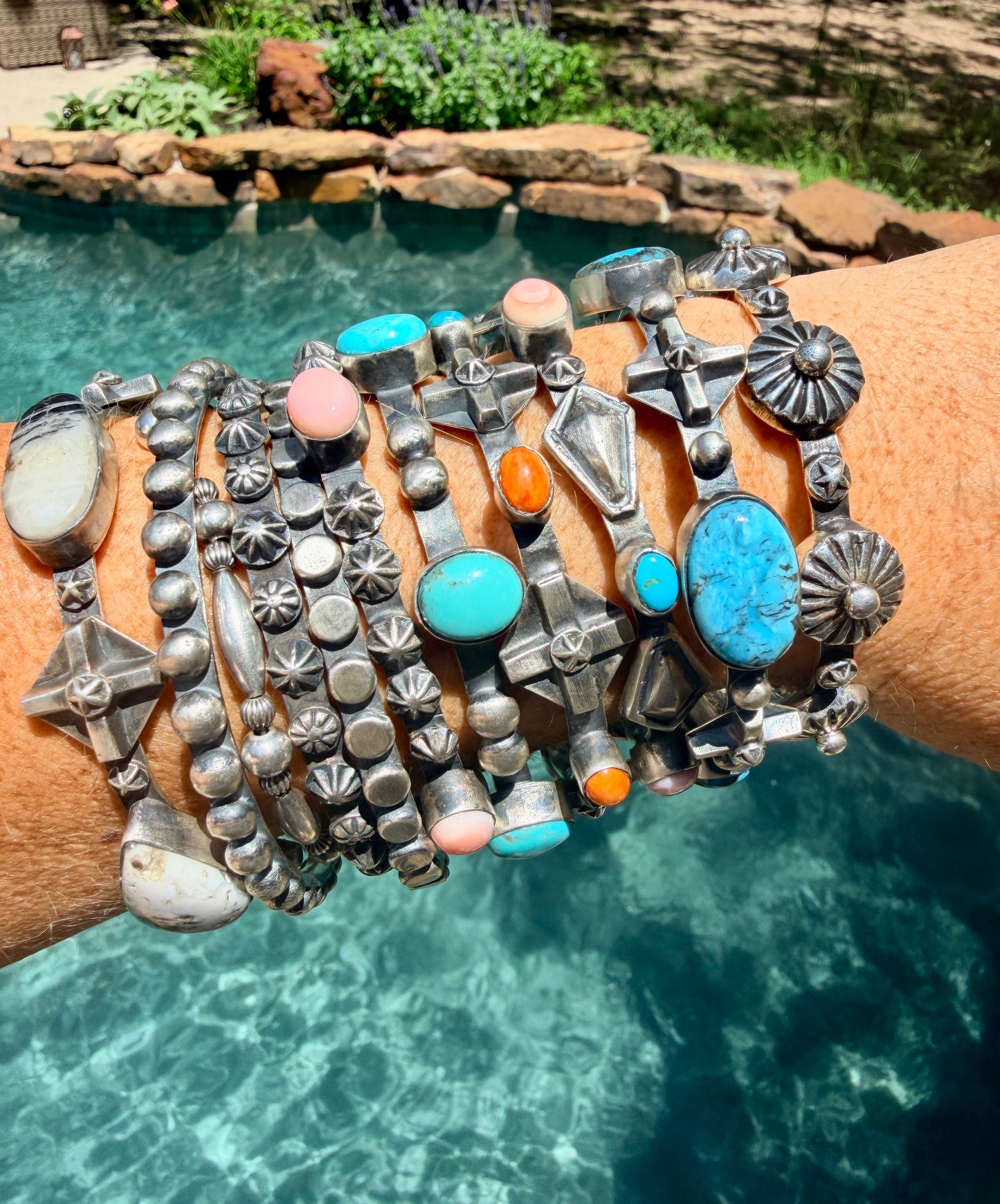 Chimney Butte Large Turquoise Stones with Starshot Bangle