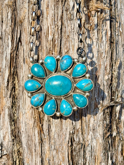 Large Turquoise Cluster Necklace by Geraldine James