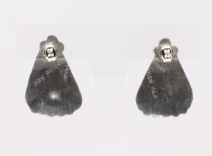 Authentic Navajo Wild Horse Studs with Rope Border and Sterling Silver Beading