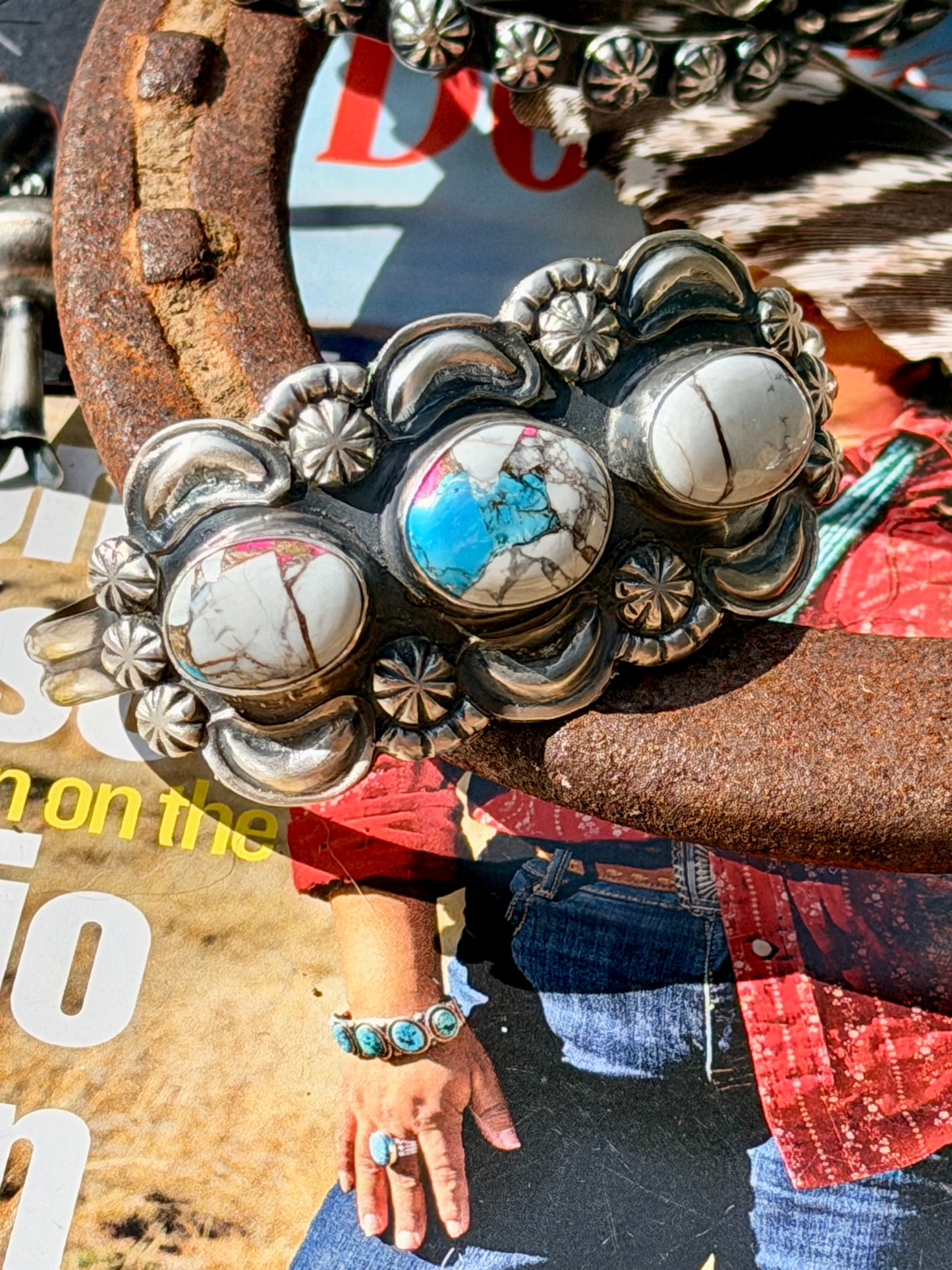 Jeff James Jr. Navajo Cotton Candy Turquoise Cuff