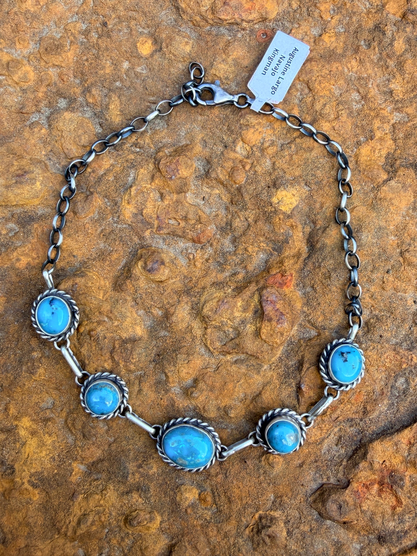 Native Made Augustine Largo 5 Stone Kingman Turquoise Choker
